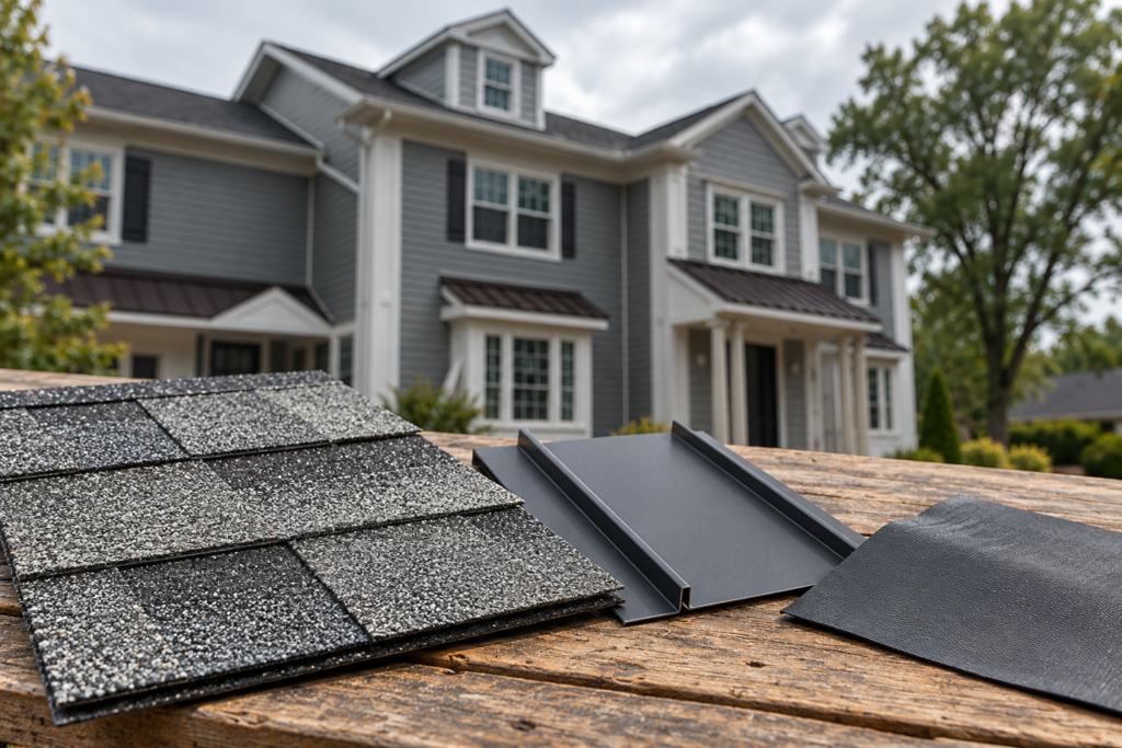 AI-generated roofing material selection illustration